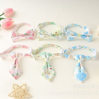 Pet Denim Floral Tie and Bowtie Collar for Cats and Small Dogs, Photo Prop and Decorative Accessory