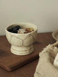 Walnut Market Japanese Style Ceramic High-Footed Yogurt Salad Breakfast Bowl