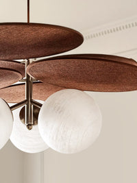 Jian Dun Vintage Rattan Pendant Light for Dining Room and Study, Walnut Finish