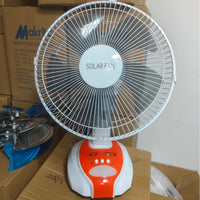 12-inch USB Rechargeable Solar Fan with LED Light and Oscillating Head for Camping and Outdoor Use