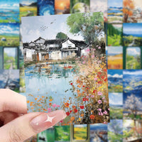 120 Sheets Aesthetic Landscape Oil Painting Stickers for Journal and Decor