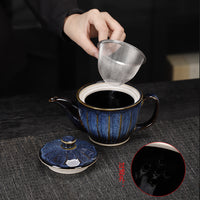 Ceramic Teapot Set with 6 Cups, Heat-Resistant Glazed Teaware for Home Use