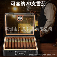 Cigar Humidor Box, Spanish Cedar Wood, Large Capacity Storage, Wooden Cigar Case, Humidifier, Aging Box