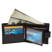 Men's Genuine Leather Bifold Wallet, Slim Business Card Holder with Coin Pocket