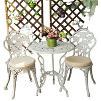 Outdoor Cast Aluminum Bistro Set, 3-Piece Patio Furniture with 1 Table and 2 Chairs, European Style for Garden, Yard, Balcony