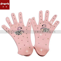 Shy Miss Figure Skating Gloves with Rhinestones and Plush Lining