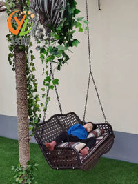 Yiyang Indoor Outdoor Patio Wicker Swing Chair Double Hammock with Stand