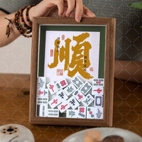Chinese Style Mahjong Tile Art Photo Frame Ornament for Home Decor and Gifting
