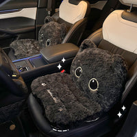 Plush Winter Car Seat Cushion for Women, Integrated Backrest Design, Thickened Warm Seat Pad