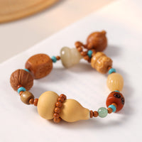 Zen-Inspired Gourd and Multi-Treasure Beaded Bracelet for Men and Women