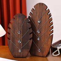 Walnut/Wood Flame-Shaped Necklace & Pendant Display Stand Jewelry Organizer