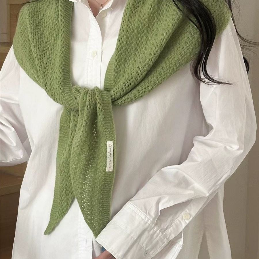 Cashmere Blend Knit Triangle Scarf Shawl for Autumn/Winter