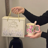 Ins Retro Floral Ceramic Mug with Gift Box, 380ml