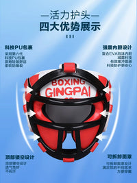 Boxing Headgear with Face Mask for Adults and Kids, Muay Thai Taekwondo Training Head Protector