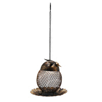 Metal Owl Hanging Bird Feeder for Garden and Patio