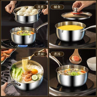 Thickened Stainless Steel Yukihira Saucepan with Steamer, Non-stick, Uncoated, for Baby Food, Noodles, and Milk