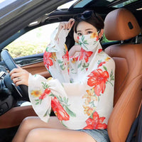 UV Protection Shawl with Face Mask for Driving & Cycling, Lightweight Summer Sun Protection Cape