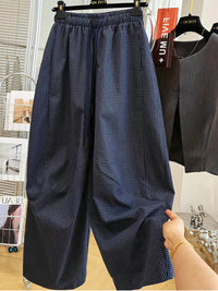 Plus Size Plaid Wide-Leg Pants for Women, Loose Fit Straight Trousers