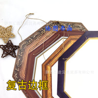 A3 Octagonal Vintage Style Art Creative Painting Retro Border Cardboard Wood Grain Frame Printed White Card Paper