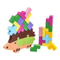 Wooden Hedgehog Stacking Game for Kids, Educational Animal Balance Blocks Toy