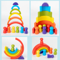 Wooden Rainbow Stacking Blocks Set for Kids, Creative Educational Toy