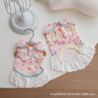 Pet Polo Dress for Small Dogs, Cotton Breathable Puppy Clothes with Doll Collar