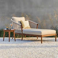 Outdoor Wicker Rattan Sofa Set with Teak Wood Frame for Patio Garden Villa