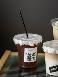 500ml Disposable Plastic Cold Drink Cups with Lids for Coffee, Milk Tea, Lemonade