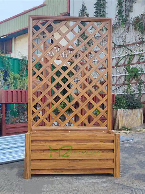 Aluminum Alloy Planter Box with Trellis for Climbing Plants, Garden Fence and Decorative Screen