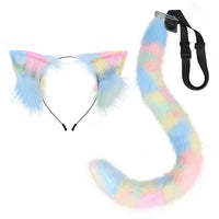 Plush Calico Cat Ear Headband and Tail Set for Cosplay