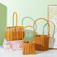 Handwoven Rattan-Style Storage Basket for Home Decor and Gardening