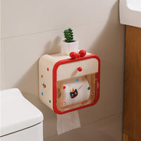 Wall-Mounted No-Drill Tissue Box with Storage Shelf for Bathroom and Home Use