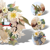 Artificial Pumpkin Maple Leaf Wreath Garland for Thanksgiving Autumn Door Decor
