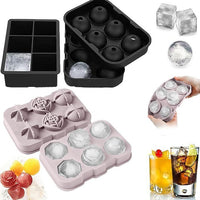 Silicone Ice Cube Tray Set for Whiskey and Cocktails - 6-Sphere and 6-Cube Molds