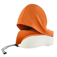 Memory Foam U-Shaped Travel Neck Pillow with Hood for Airplanes and Cars