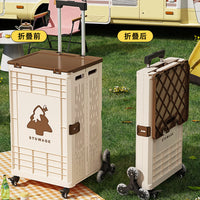 Foldable Shopping Cart with Wheels and Telescopic Handle, Portable Utility Cart for Groceries and Hauling