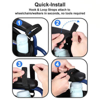 Wheelchair Side Bag with Cup Holder, Armrest Organizer Pouch for Mobility Scooters and Walkers