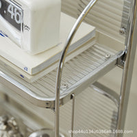 Vintage Foldable Rolling Cart with Tempered Glass Top and Stainless Steel Frame