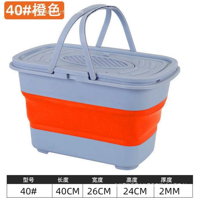 Foldable Fishing Bucket with Lid - Thickened Live Fish Container for Outdoor Car Wash