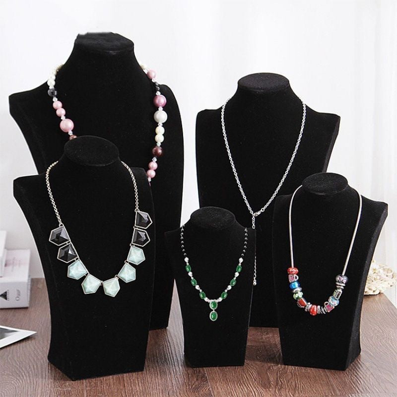 Velvet Mannequin Bust Necklace Jewelry Display Stand for Retail and Live Streaming