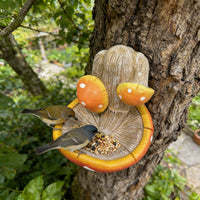 Resin Mushroom Bird Feeder Outdoor Garden Hanging Ornament