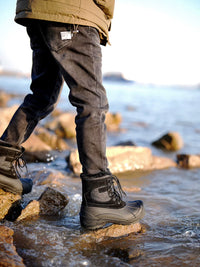 Men's Winter Waterproof Non-Slip Mid-Calf Snow Boots with Thick Plush Lining for Outdoor Cold Weather Fishing