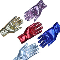 Unisex Patent Leather Performance Dance Gloves for Adults - Thin, Elastic, Punk Style