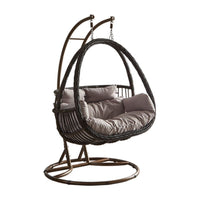 Indoor Outdoor Wicker Rattan Swing Chair with Stand for Patio Balcony Bedroom