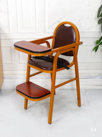 Adjustable Baby High Chair with PU Leather Seat for Home and Restaurant Use
