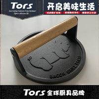 Cast Iron Bacon Press with Pig Design for Grilling and Frying
