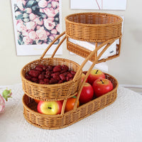 Multi-layer Imitation Rattan Fruit Basket Snack Candy Display Stand