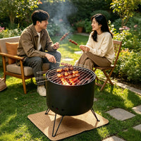 Portable Smokeless Charcoal Grill for Outdoor Camping and Home Use, Round Windproof BBQ Stove