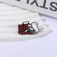 Halloween Horror Theme Enamel Pin Cartoon Coffin Red Letter Bat Alloy Badge Accessory