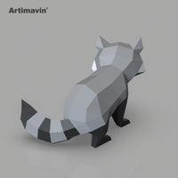Raccoon 3D Paper Model Craft Kit for Display